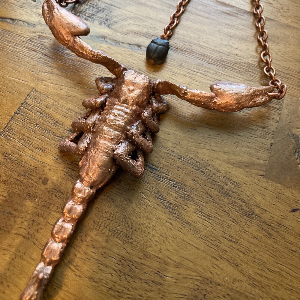 Scorpion Necklace Real Scorpio Copper Large Bib - Picture 3 of 9